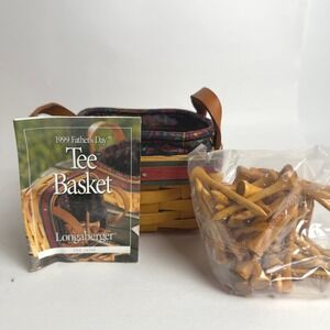 Longaberger 1999 Father's Day Tee Basket Set with Liner Protector and Tees 14940